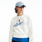 チェリープラネットグラフィッククロップスウェットシャツ / CHERRY PLANET GRAPHIC CROP SWEATSHIRT [WHITE]