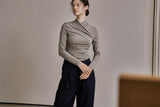 ドレープジャージートップス/DRAPE JERSEY TOP_KHAKI