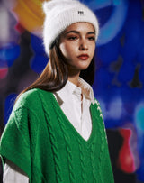 ミーロゴアンゴラビーニー/mii LOGO ANGORA BEANIE WHITE