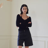 ホルターネックニットトップ/HALTER NECK KNIT TOP (BLACK)
