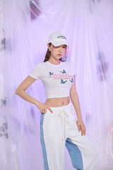 フライレタリングクロップTシャツ/TOP(9278) Fly Lettering Crop Tee