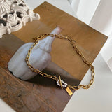 jum パールゲストルックトグルバーボールドショートチェーンネックレス/jum Pearl Guest Look Toggle Bar Bold Short Chain Necklace
