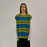 COZY STRIPE KNIT VEST (OLIVE) (6627468247158)