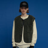 2トーンフリースベスト/TWO TONE FLEECE VEST_MIX KHAKI