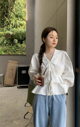 laceup white blouse