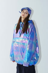コージーフーデッドアノラックジャケット/BSR2223FWJK087 COZY HOODED ANORAK JACKET HOLOGRAM BLUE
