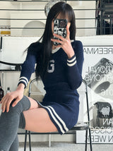 イブリブカラードレス/Eve ribbed collar dress