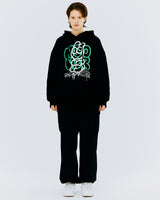 スプレーラビットフーディ/SPRAY RABBIT HOODIE-BLACK