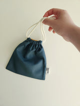 Two tone string pouch - teal blue M