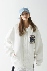 ビッグロゴカラーバーシティジャケット/BSR2223FWJK025 BIG LOGO COLLAR VARSITY JACKET CREAM