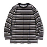 Border various Color Stripe long Sleeve T59 Black (6614929473654)