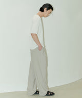 UNISEX PINTUCK STITCH WIDE PANTS M - LIGHT BEIGE (6689417560182)