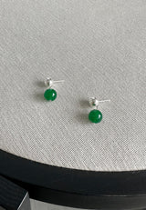 green onyx ball earring