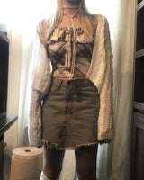 Romantic loose twisted shawl cardigan