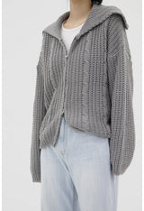 カラプレッツェルニットジップアップ / Kara pretzel knit zip-up (5color)
