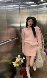 ベイビーピンクパールニットツーピース/Baby pink pearl knit two-piece