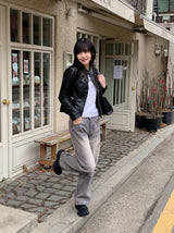 Biker Rider Short Leather Jacket (2color)