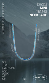 スカイブルーミニテニスネックレス/[S925] Skyblue Mini Tennis Necklace (black silver)