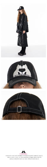 エンブロイダリーボールキャップ/[IBC22UCA07BK] ITZAVIBE CAT LOGO BALL CAP