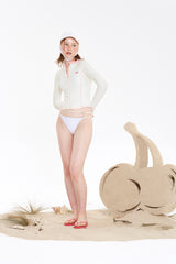 スモールチェリージップアップラッシュガード / SMALL CHERRY ZIP-UP RASHGUARD [IVORY]