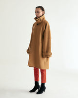 UNISEX WOOL RAGLAN HIDDEN COAT W - TWILL CAMEL (6636060835958)