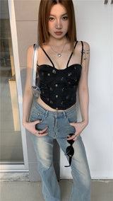 satin bustier strap top