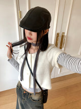 Muran brush fur short sleeve cardigan