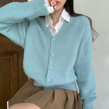 [7color/guaranteed color] Milk Tea Angora V-neck cardigan