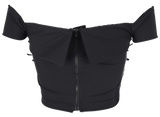フラップメッシュリボントップ / [Seow] Flap mesh ribbon top, black