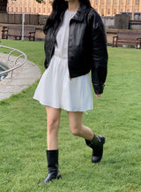 Classic Black Crop Leather Jacket