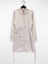 シルキー ストリング シャツ ワンピース / Silky String Shirt One Piece (4color)