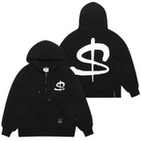 22ドルヘビースウェットジップアップフーディー/22 DALLES HEAVY SWEAT ZIPUP HOODIE WHITE MELANGE / BLACK