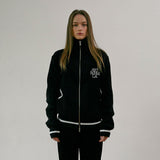 ART ROOM HEAVY KNIT ZIP UP (BLACK) (6627479191670)