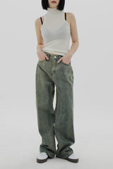 オリーブウォッシュデニムパンツ / Olive washed denim pants