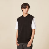 ROUND NECK KNIT VEST_BLACK (6610805719158)