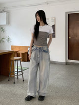 ホンダ アイスウォッシング 夏生地 ロング ワイド デニム パンツ /Honda Ice Washing Summer Fabric Long Wide Denim Pants