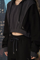 ラインクロップフーディー / LINE CROP HOODIE (BLACK)