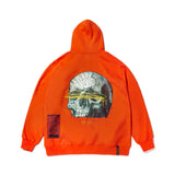 20 SKULL OVERSIZED HEAVY SWEAT HOODIE ORANGE / BLACK (4626269012086)