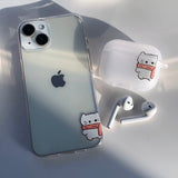 ホワイト - マフラー Somecat AirPods ケース_マット