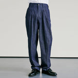 デニムワイドカーブフィット2タックスラックス / DENIM WIDE CURVE FIT TWO TUCK SLACKS INDIGO