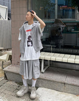 No.9585 C hood sleeveless ZIP-UP (3color)