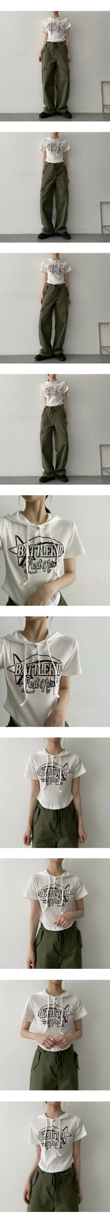 ファストスナップフード半袖Tシャツ/ Fast Snap Hooded Short Sleeve Tee