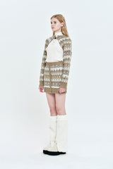 FAIR ISLE KNIT MINI SKIRT [SAND]