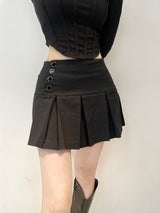 775. Sugar check black pleats mini sk (2color)