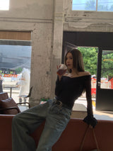 V ブラックシースルートップ