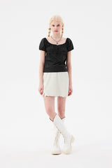 スモールチェリーポップルニットスカート / SMALL CHERRY POPPLE KNIT SKIRT [IVORY]
