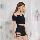 VチェーンショートスリーブクロップTシャツ / TOP(9290) V Chain Short Sleeve Crop Tee