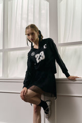 Schnee Football Team Shirring T Shirt - Black
