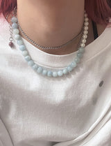 Aqua pearl necklace