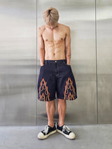 フレイム刺繡バミューダパンツ/VENTIQUE Flame embroidery Bermuda Shorts 2color